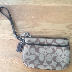 coach wristlet, classic "C" design&leather details